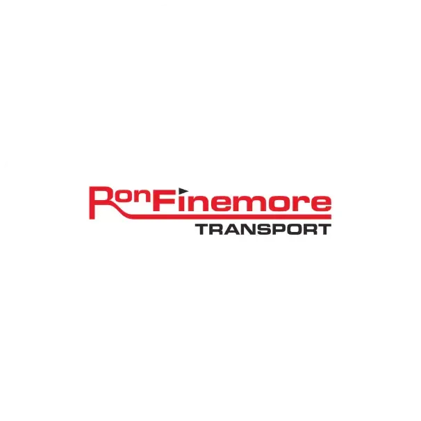 The official red and black logo for Ron Finemore Transport on a plain white background.