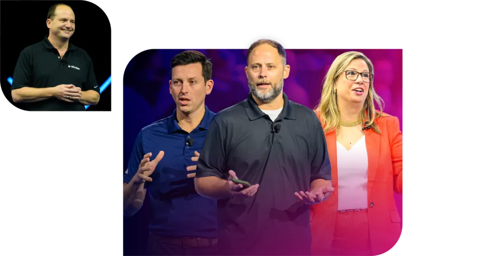 Trimble Insight speakers on stage presenting transportation technology and innovation insights