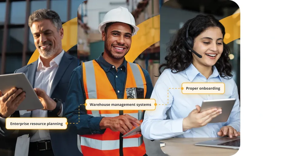Enterprise, warehouse and onboarding teams using transportation management systems to improve logistics workflows