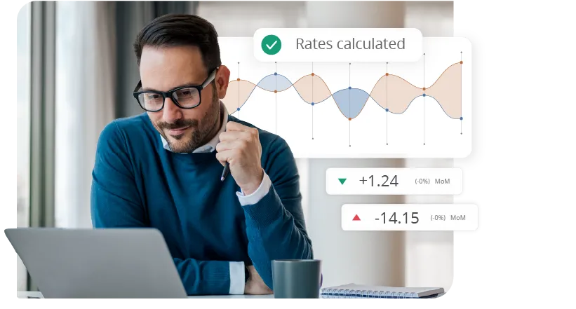 A man looking at calculated rates