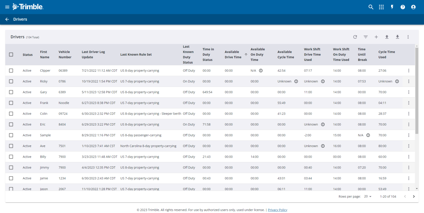 HOS Driver Log Auditing Trimble Transportation