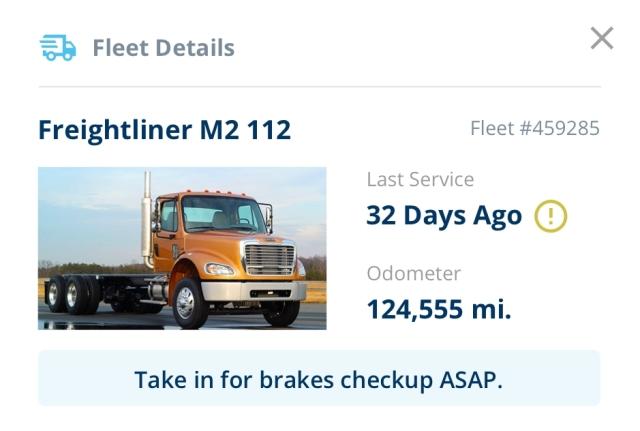 app screenshot of fleet details