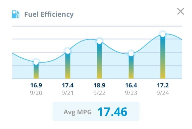 app screenshot of fuel efficiency