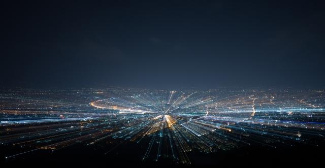 View of city lights at night