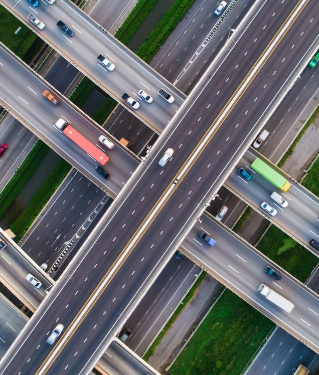 Aerial View of Interlocking Highways