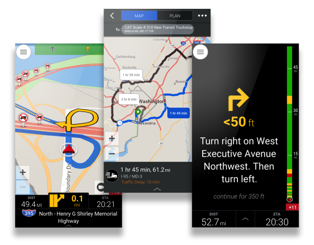 Various screens from CoPilot