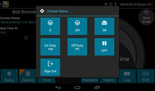 ELD-status selection page