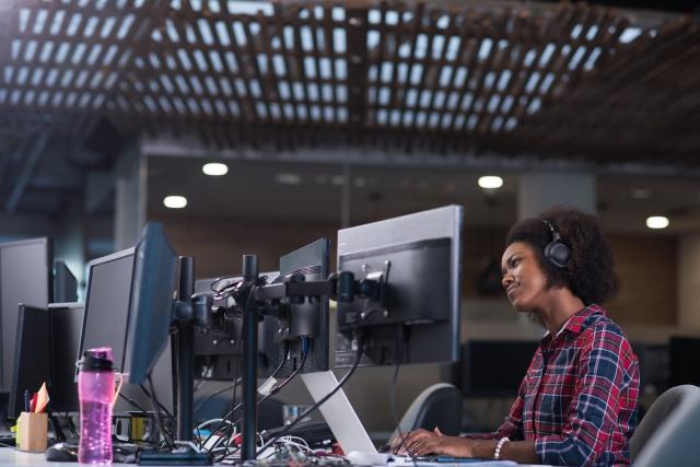 Woman working at a computer