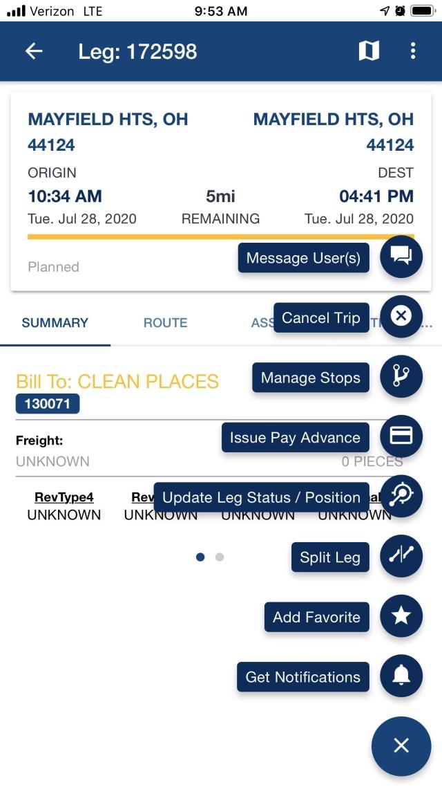 TMW GO menu options