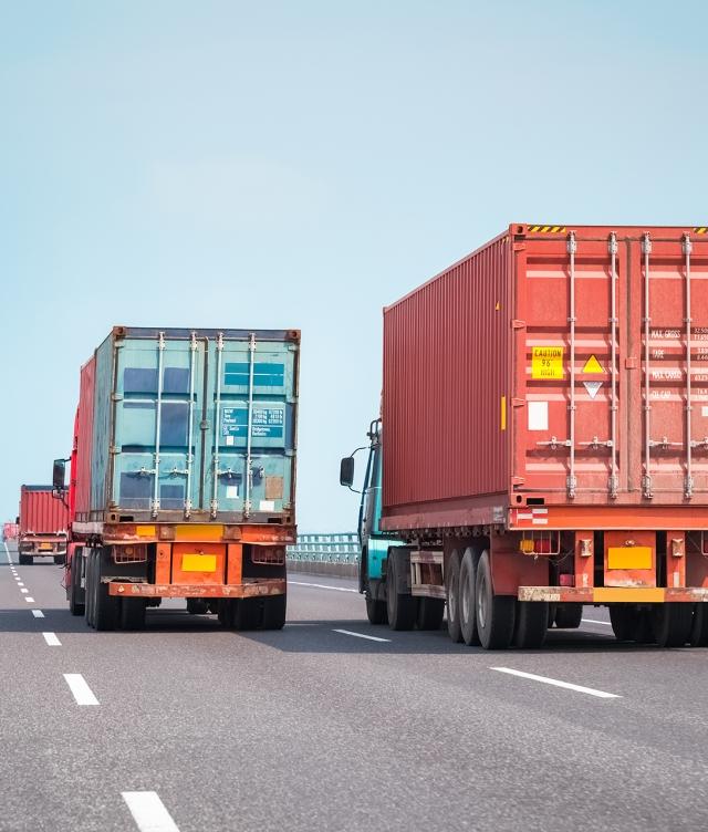 container trucks on road
