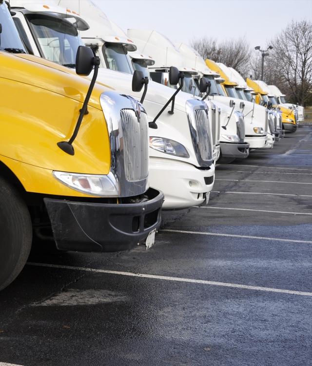 truck fleet in parking lot