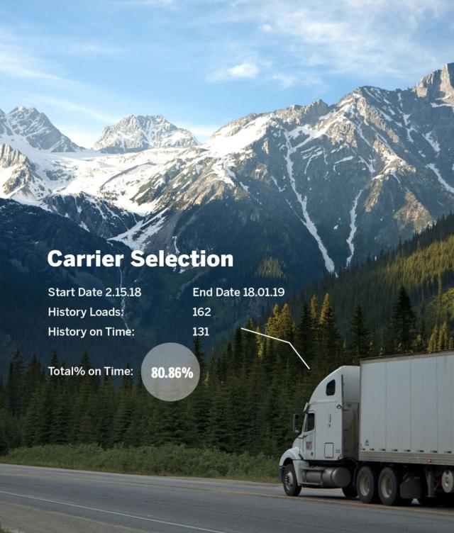 Truck on Road with Carrier Selection Information