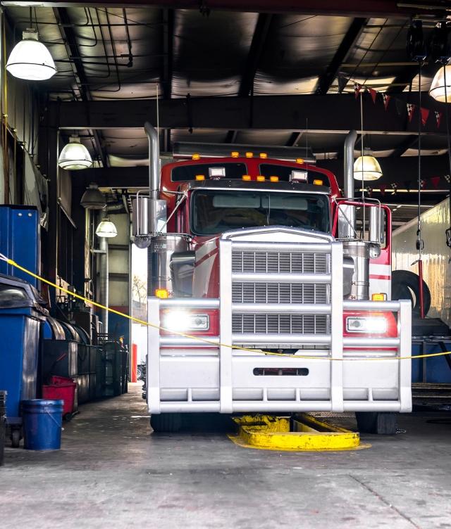 truck in garage getting repaired