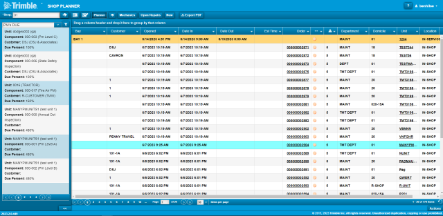 Screenshot of TMT Shop Planner