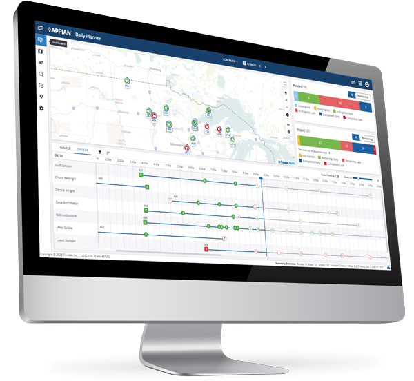 Screenshot of visibility dashboard on a computer