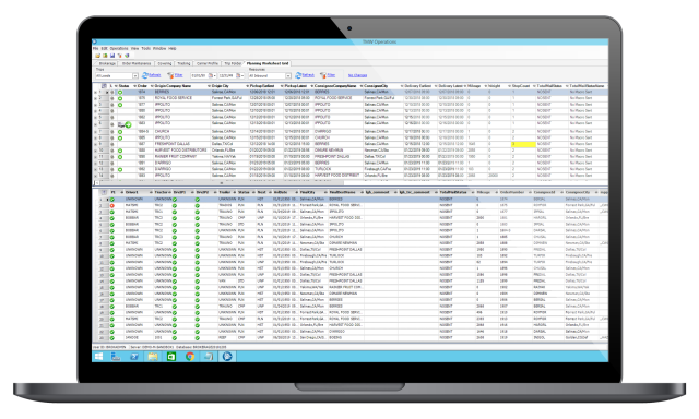 Trimble TMW.Suite TMS user interface showing shipment loads dashboard
