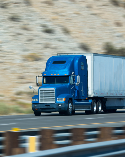 Semi truck driving on highway