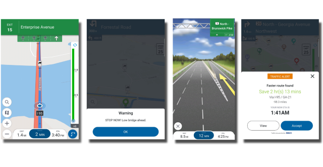 Commercial GPS navigation alerts and user interface