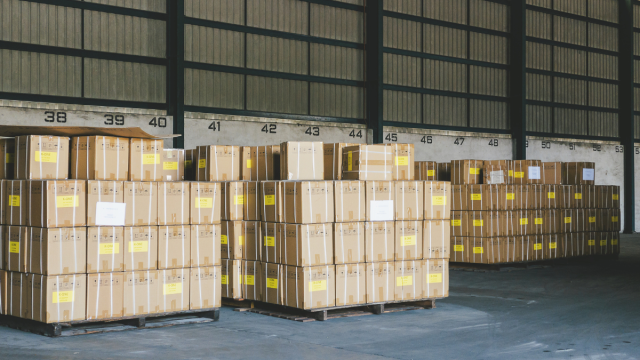 Freight on palettes in warehouse dock operations