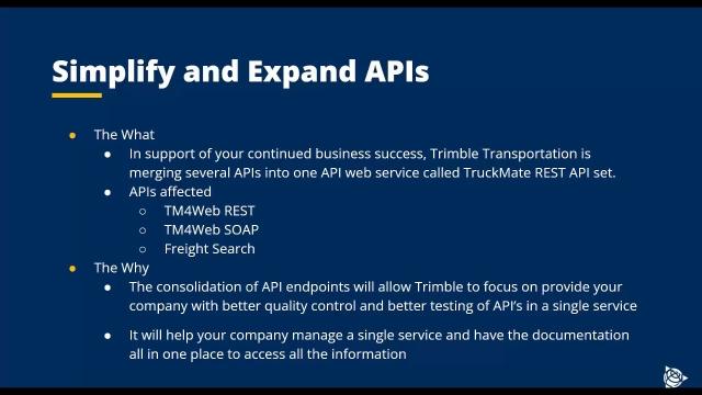 TruckMate API Update 10-20-21
