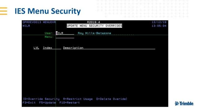 TMS - Restricting Users from Certain Options in IES 12.18.2019