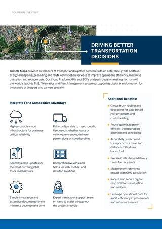 Trimble Maps Platform & Web Services Feature Sheet ROW